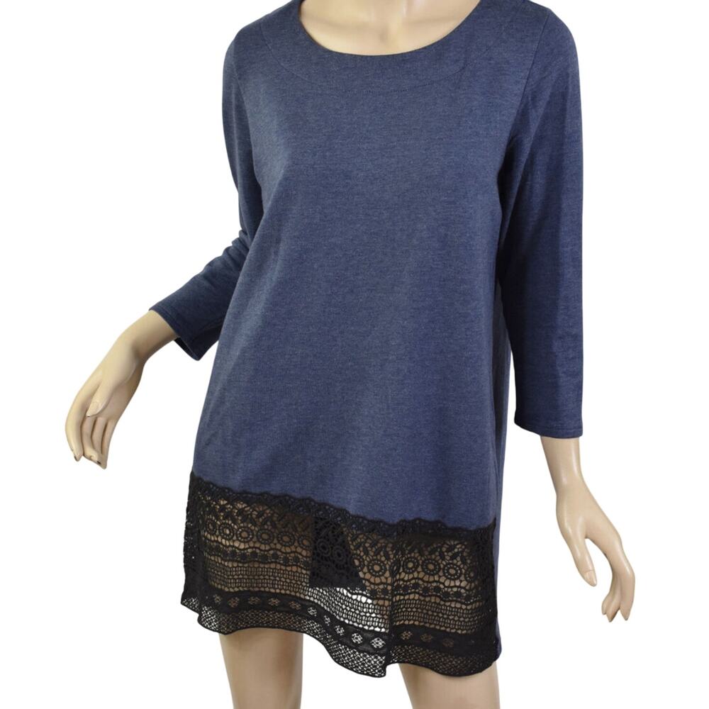 Zinni by Garnet Hill French Terry Tunic - XL - Indigo Heather - NWT